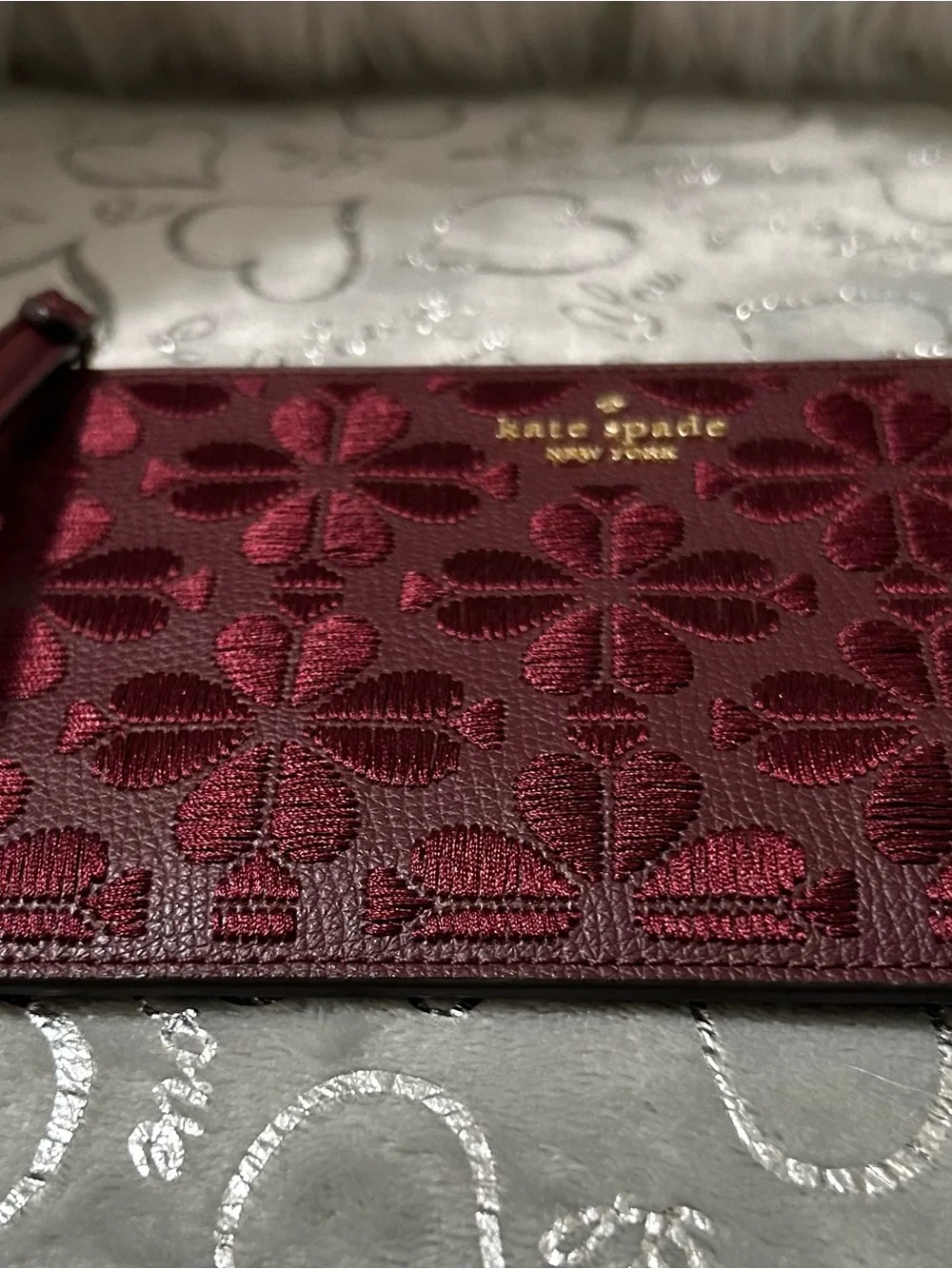 NWT Kate Spade Burgundy Quilted Floral Top-Handle Satchel and matching wallet
